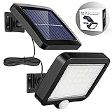 Solarlampen für Außen, MPJ 56 LED Solarleuchte Aussen mit Bewegungsmelder, IP65 Wasserdichte, 120°Beleuchtungswinkel, Solar Wandleuchte für Garten mit 16.5ft Kabel